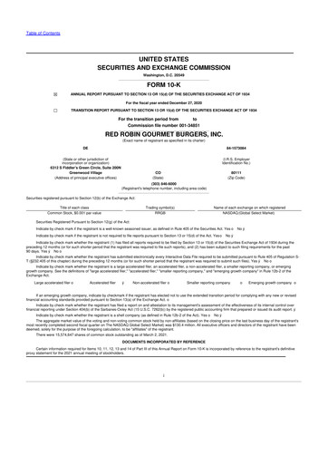 Thumbnail Red Robin
 10-K Annual Report 2020