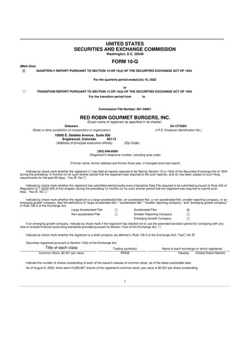 Thumbnail Red Robin
 10-Q Quarterly Report FY2022 