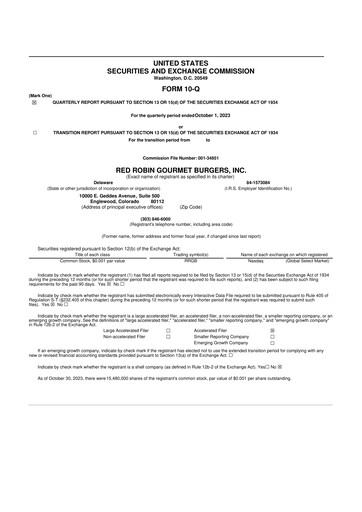Thumbnail Red Robin
 10-Q Quarterly Report FY2023 
