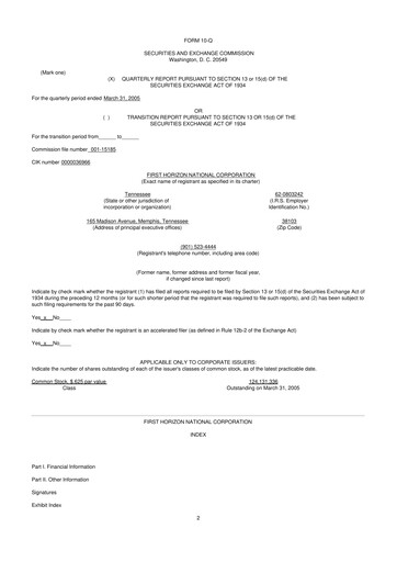 Miniature First Horizon Corporation 10-Q Rapport trimestriel  