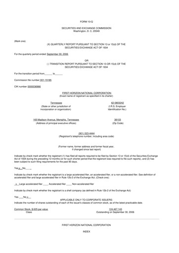 Miniature First Horizon Corporation 10-Q Rapport trimestriel  
