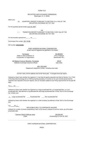 Miniature First Horizon Corporation 10-Q Rapport trimestriel  