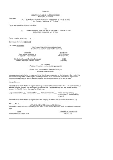 Miniature First Horizon Corporation 10-Q Rapport trimestriel  