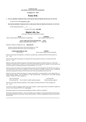 Thumbnail Digital Ally 10-K Annual Report 