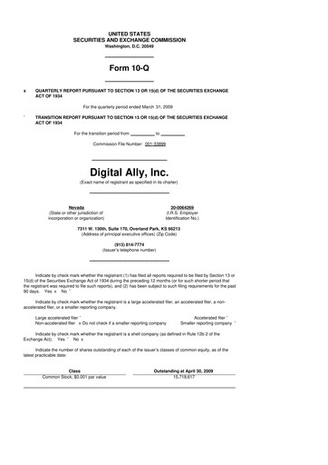 Thumbnail Digital Ally 10-Q Quarterly Report FY 