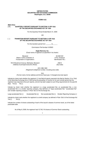 Thumbnail Eagle Bancorp 10-Q Quarterly Report FY 