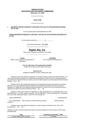 Thumbnail Digital Ally 10-Q Quarterly Report FY 