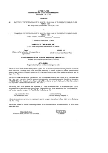 Thumbnail America's Car-Mart 10-Q Quarterly Report FY 