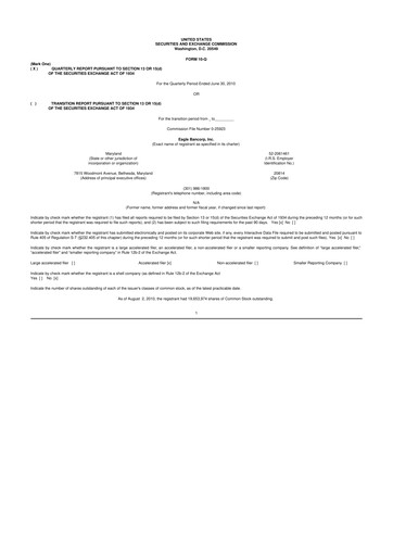 Thumbnail Eagle Bancorp 10-Q Quarterly Report FY 