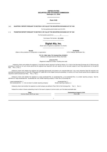 Thumbnail Digital Ally 10-Q Quarterly Report FY 