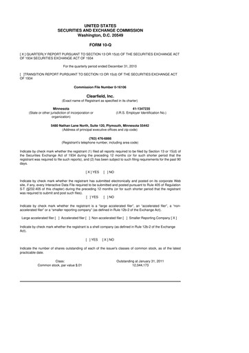 Thumbnail Clearfield 10-Q Quarterly Report FY 