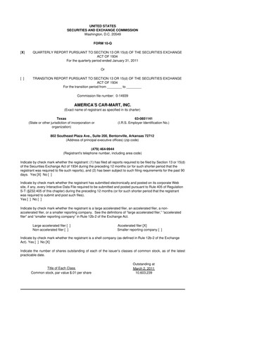Thumbnail America's Car-Mart 10-Q Quarterly Report FY 