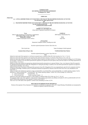 Thumbnail America's Car-Mart 10-K Annual Report 