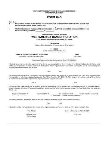 Thumbnail Westamerica Bancorporation
 10-Q Quarterly Report FY2011 