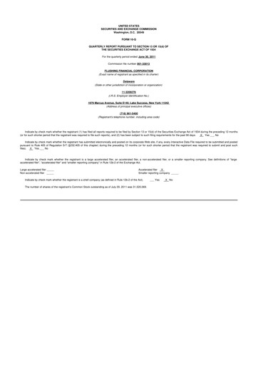 Thumbnail Flushing Financial Corp 10-Q Quarterly Report FY2011 