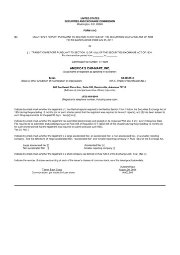 Thumbnail America's Car-Mart 10-Q Quarterly Report FY2012 