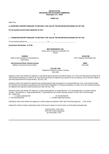 Thumbnail MGP Ingredients 10-Q Quarterly Report FY2011 