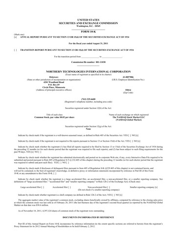 Thumbnail Northern Technologies International 10-K Annual Report 