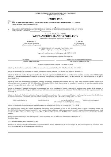 Thumbnail Westamerica Bancorporation
 10-K Annual Report 2011