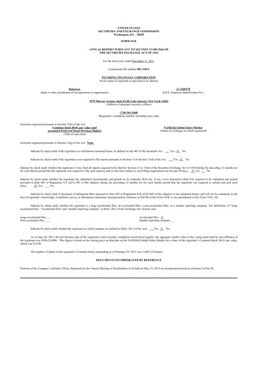 Thumbnail Flushing Financial Corp 10-K Annual Report 2011