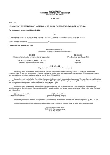 Thumbnail MGP Ingredients 10-Q Quarterly Report FY2012 