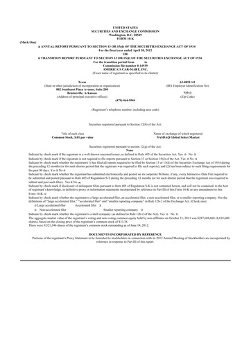 Thumbnail America's Car-Mart 10-K Annual Report 2012