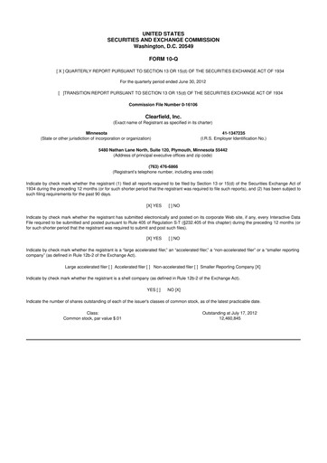 Thumbnail Clearfield 10-Q Quarterly Report FY2011 