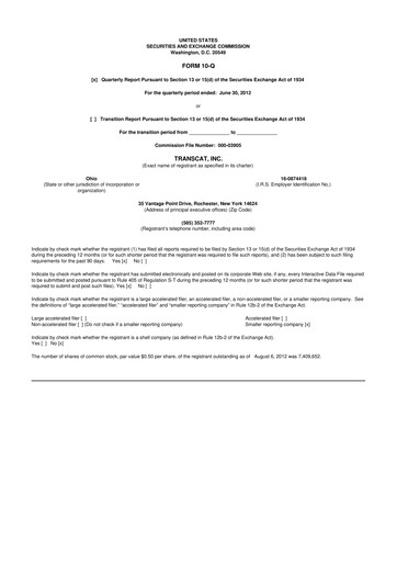 Thumbnail Transcat 10-Q Quarterly Report FY2013 