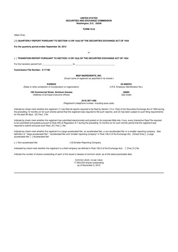 Thumbnail MGP Ingredients 10-Q Quarterly Report FY2012 