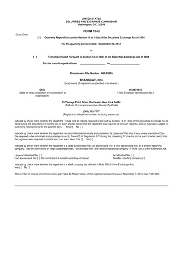 Thumbnail Transcat 10-Q Quarterly Report FY2013 