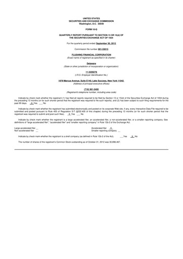 Thumbnail Flushing Financial Corp 10-Q Quarterly Report FY2012 
