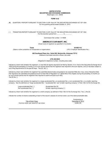 Thumbnail America's Car-Mart 10-Q Quarterly Report FY2013 