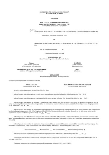 Thumbnail MGP Ingredients 10-K Annual Report 2012