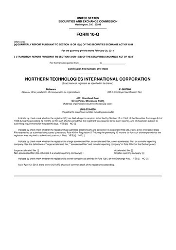 Thumbnail Northern Technologies International 10-Q Quarterly Report FY2013 
