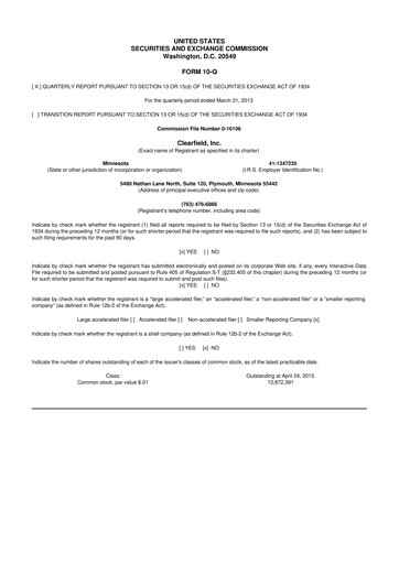 Thumbnail Clearfield 10-Q Quarterly Report FY2013 