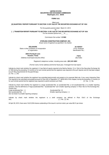 Thumbnail Sterling Infrastructure 10-Q Quarterly Report FY2013 