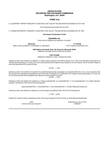Thumbnail Clearfield 10-Q Quarterly Report FY2013 