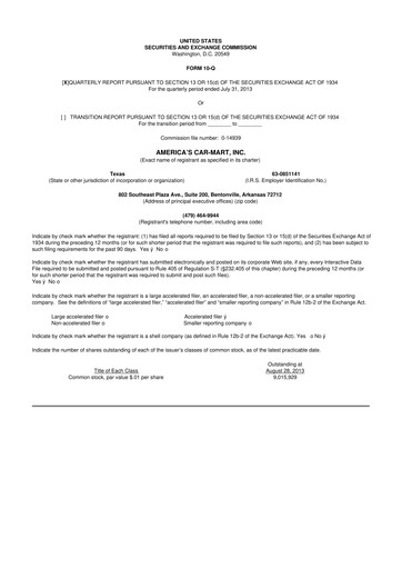 Thumbnail America's Car-Mart 10-Q Quarterly Report FY2014 