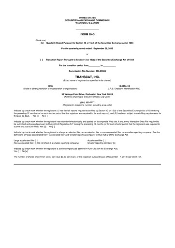 Thumbnail Transcat 10-Q Quarterly Report FY2014 