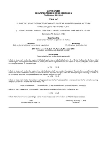 Thumbnail Clearfield 10-Q Quarterly Report FY2014 