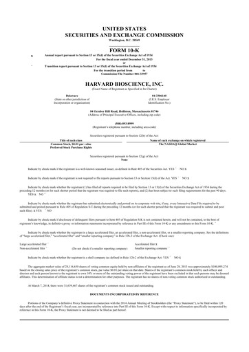 Thumbnail Harvard Bioscience 10-K Annual Report 2013
