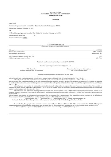 Thumbnail Ultralife Corporation 10-K Annual Report 2013