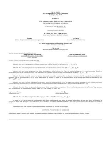 Thumbnail Flushing Financial Corp 10-K Annual Report 2013