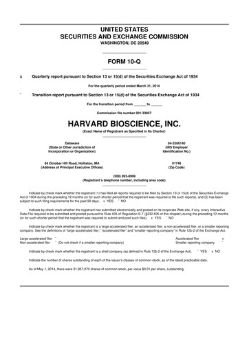 Thumbnail Harvard Bioscience 10-Q Quarterly Report FY2014 