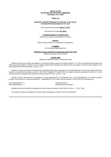 Thumbnail Flushing Financial Corp 10-Q Quarterly Report FY2014 