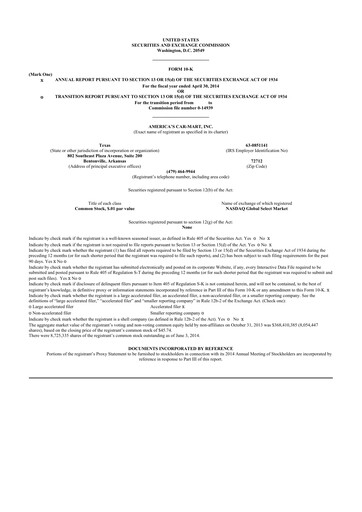Thumbnail America's Car-Mart 10-K Annual Report 2014