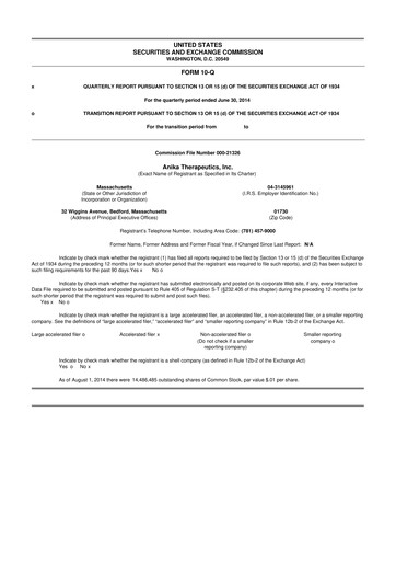Thumbnail Anika Therapeutics 10-Q Quarterly Report FY2014 