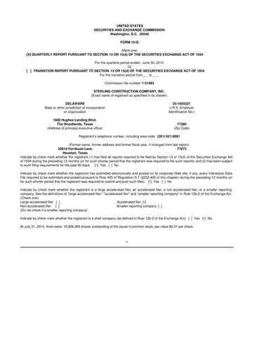 Thumbnail Sterling Infrastructure 10-Q Quarterly Report FY2014 