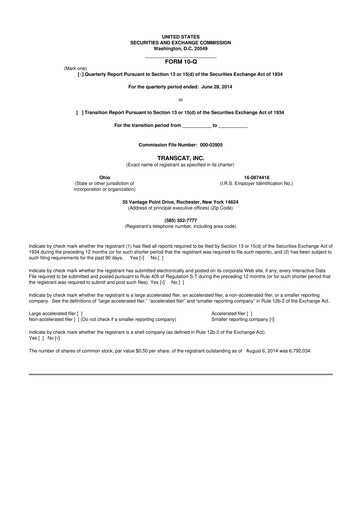 Thumbnail Transcat 10-Q Quarterly Report FY2015 