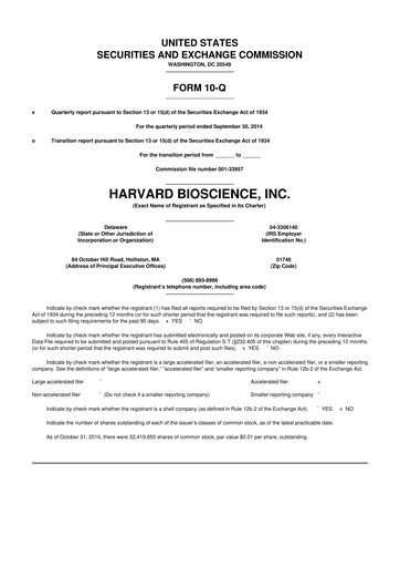 Thumbnail Harvard Bioscience 10-Q Quarterly Report FY2014 